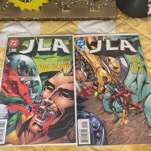 DC Comics JLA Covers with Red and Green Highlights